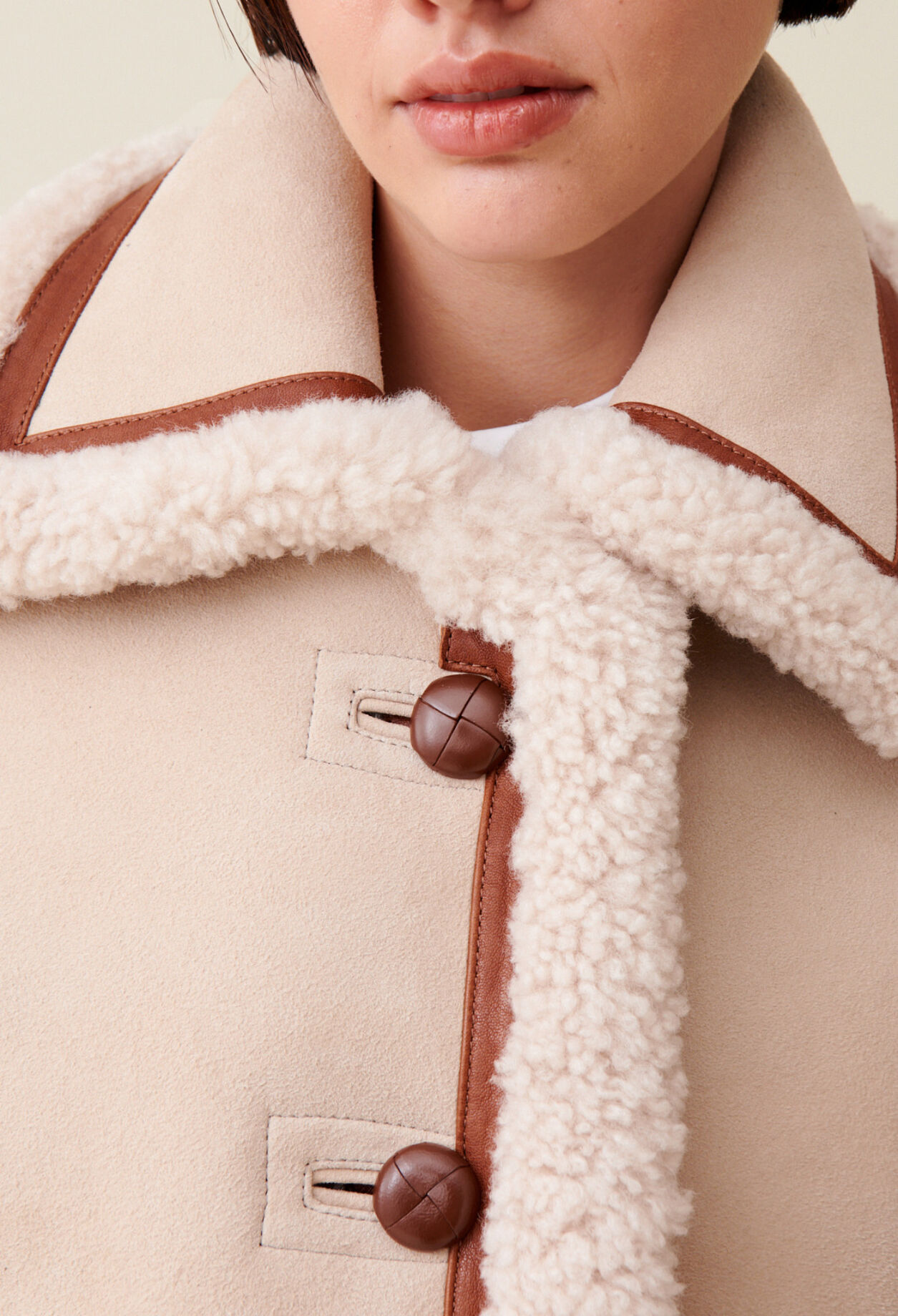 Beige shearling jacket