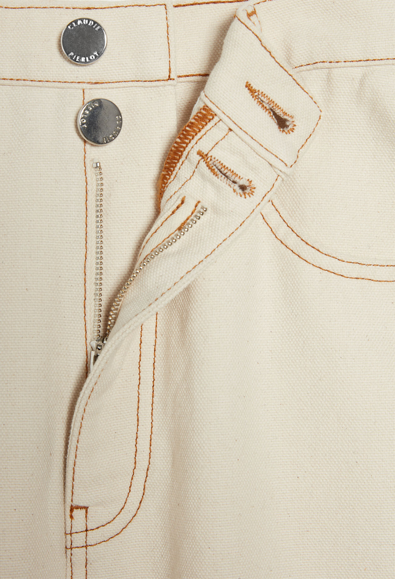 Beige ecowash denim jeans