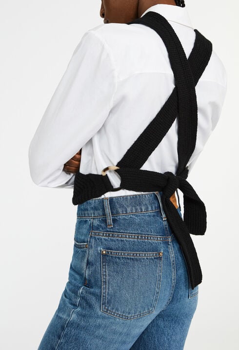 Pull sans manche croisé dans le dos