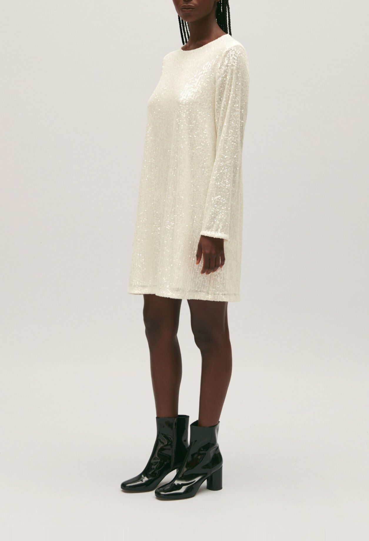 Rififi short ecru dress with sequins