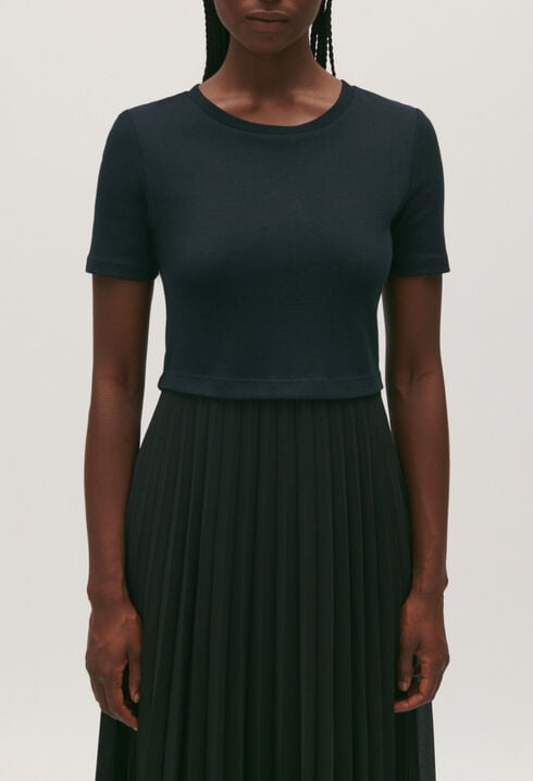 Long dual-fabric Teli dress