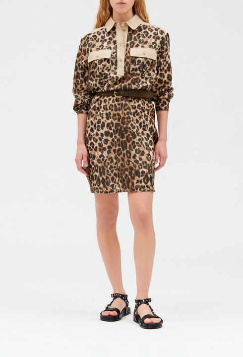 Leopard midi shirt dress