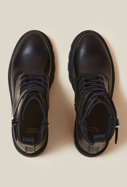 Leather combat boots