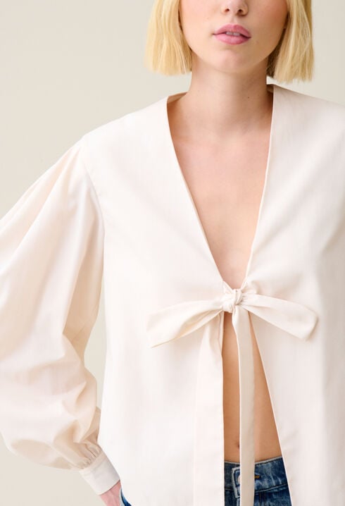 Tie-Front V-Neck Blouse