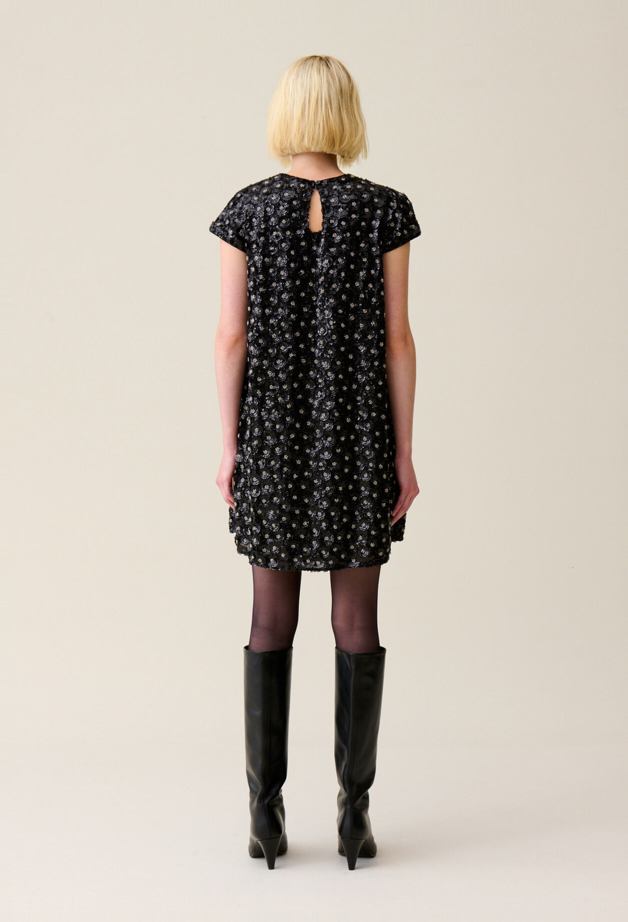 Embroidered babydoll mini dress