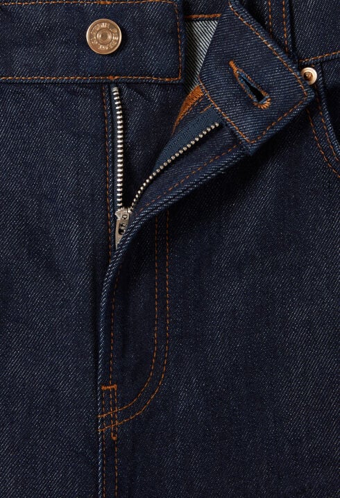 Raw denim straight-cut jeans