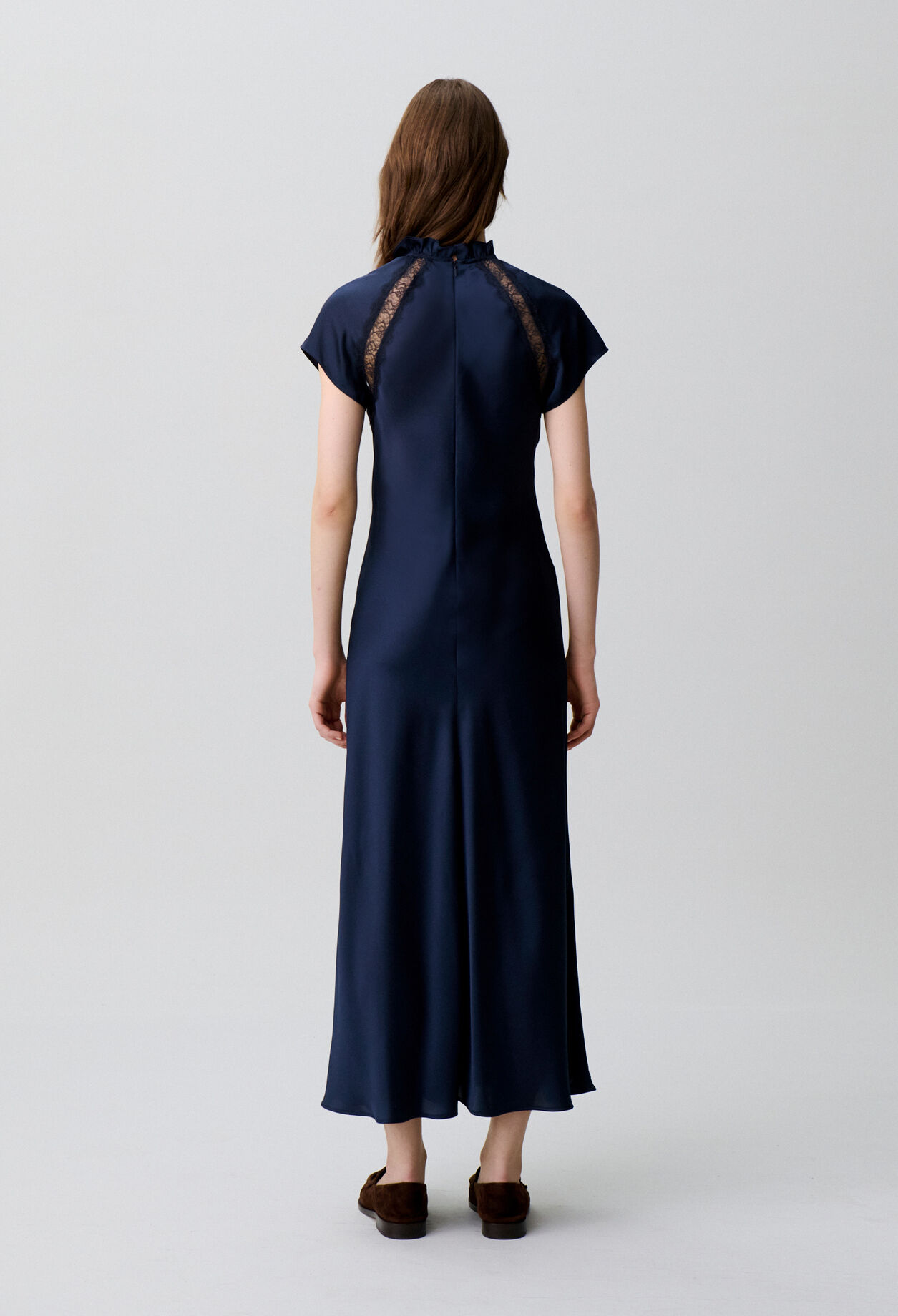 Satin Victorian collar dress