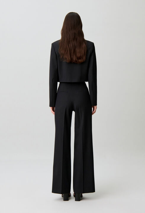 Straight-leg jewel button trousers