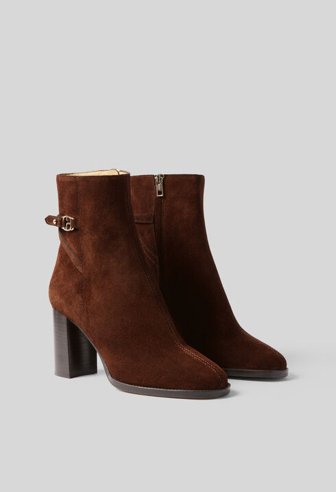 Suede heeled ankle boots