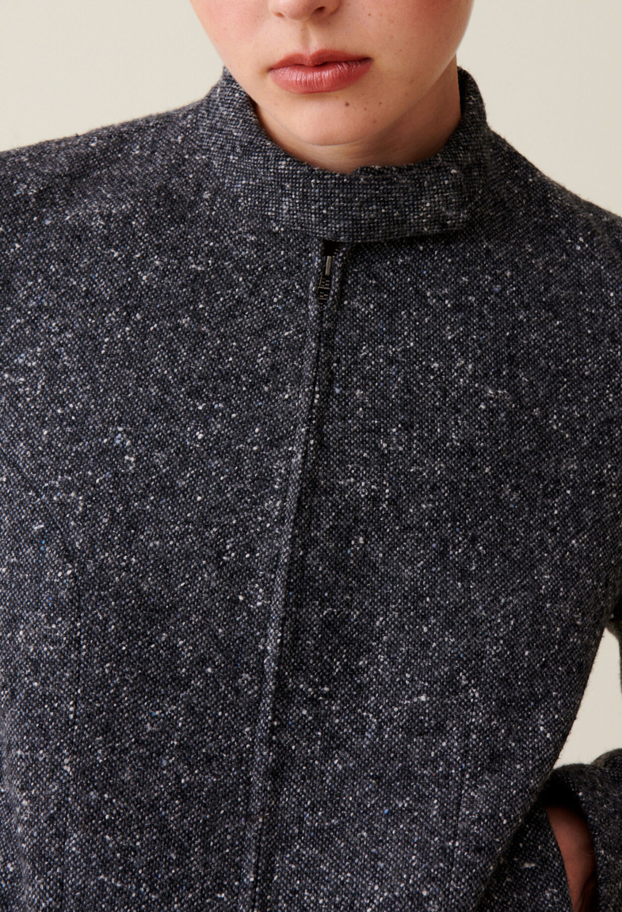 Grey short mixed wool jacket