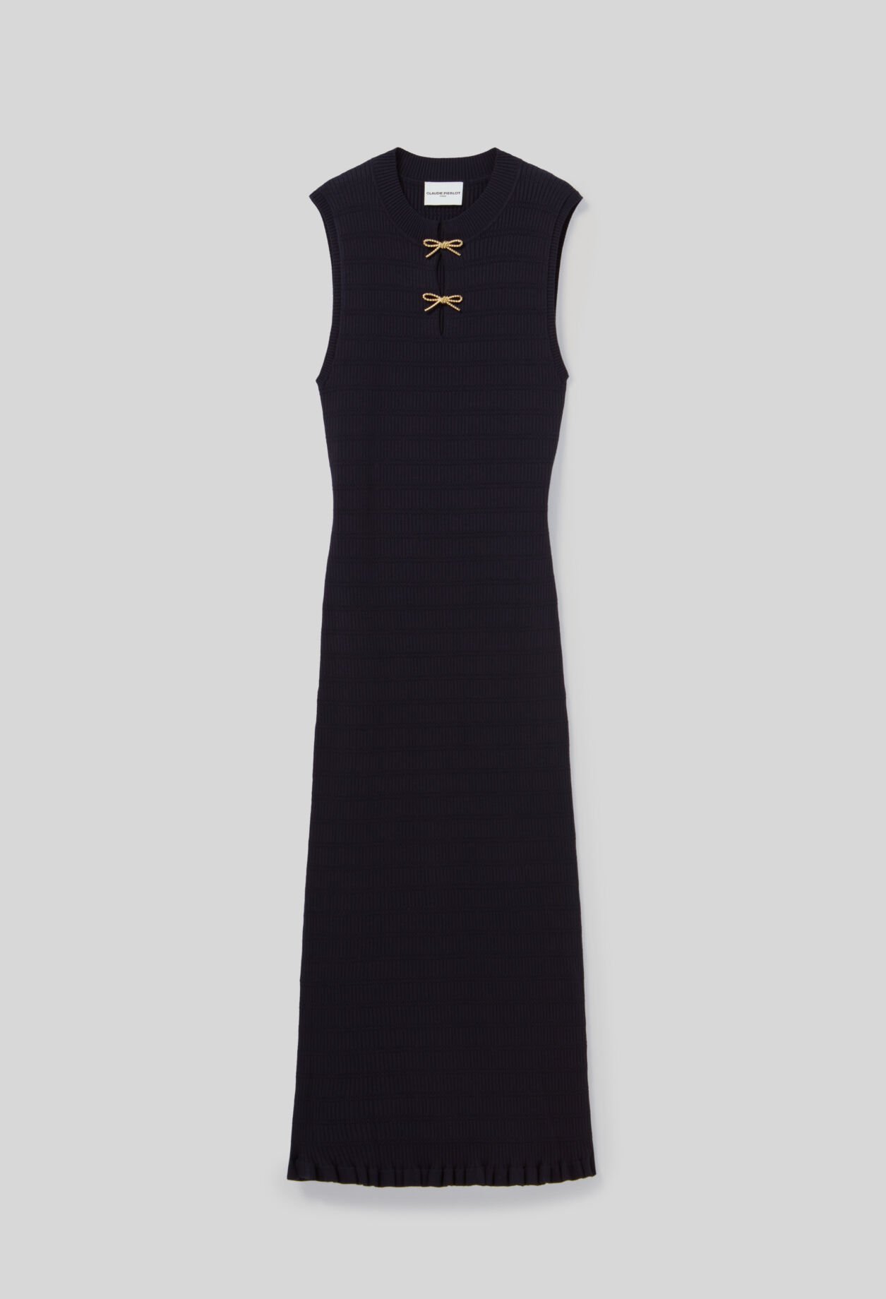 Long knit dress with bows