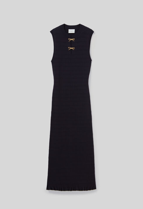 Long knit dress with bows