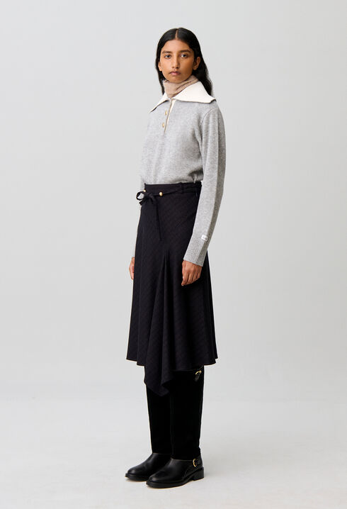 Asymmetric midi skirt