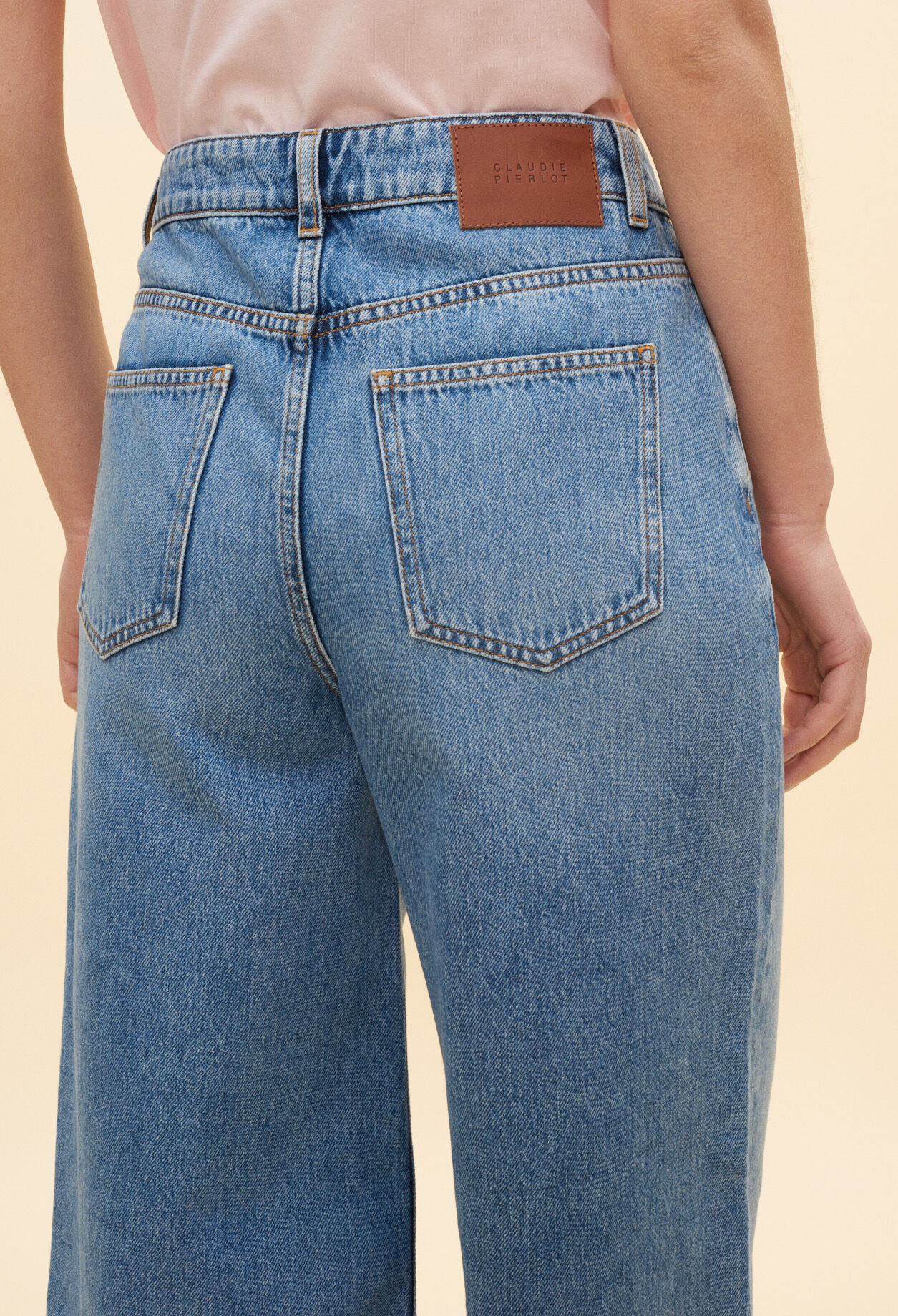 Flared denim Bermuda shorts