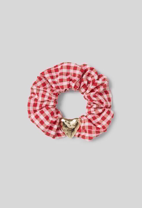 Heart Jewel Gingham Scrunchie