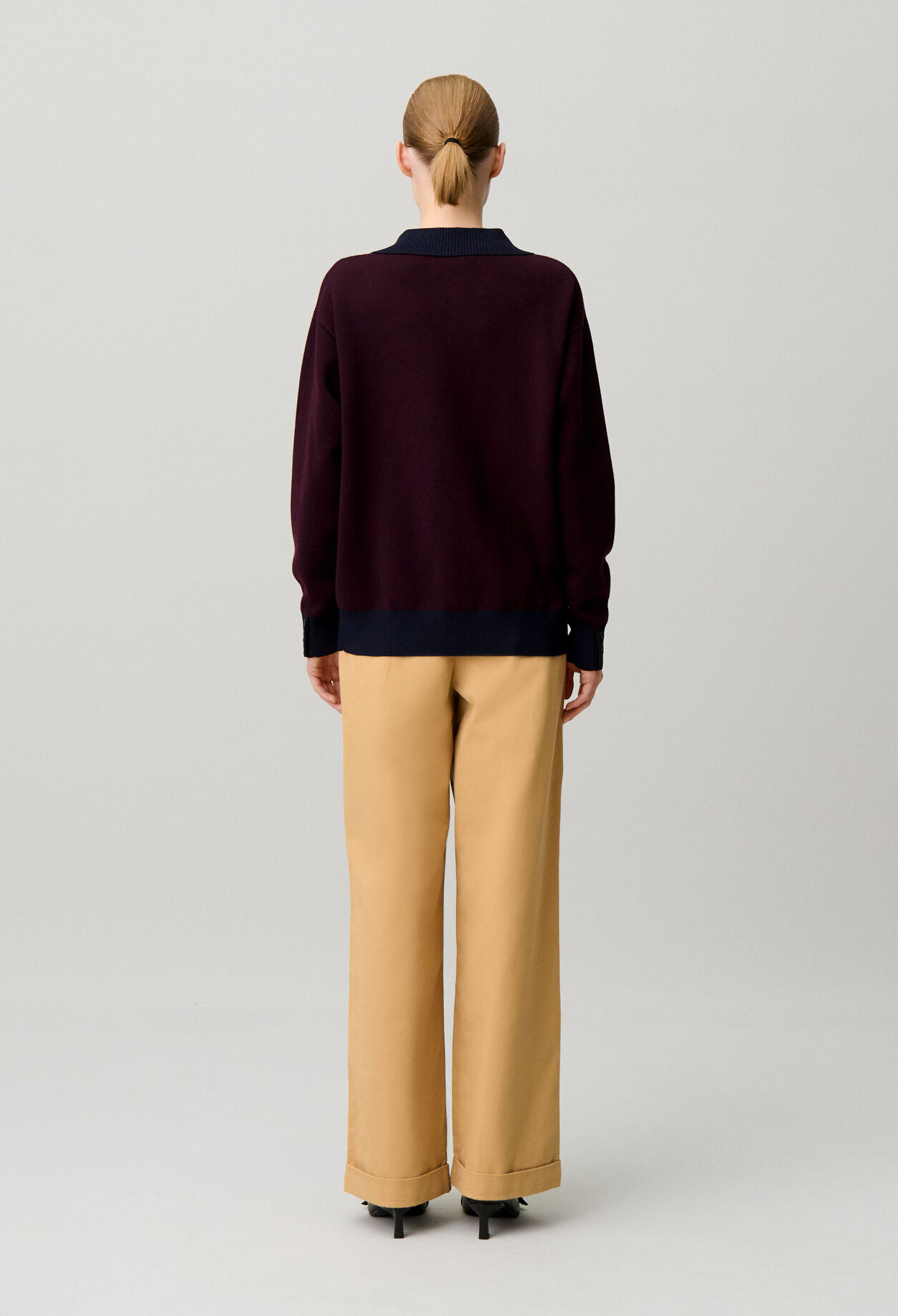 Contrast double collar knit jumper