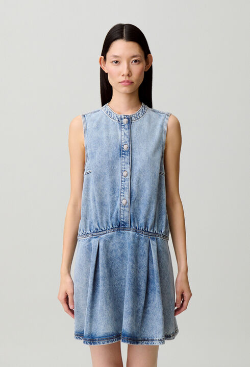 Washed flared denim dress