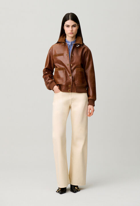 Oversized leather jacket