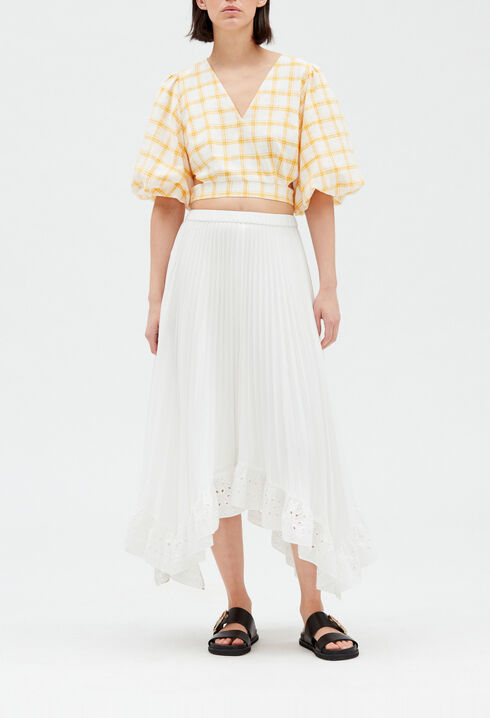 Off-white pleated mid-length skirt