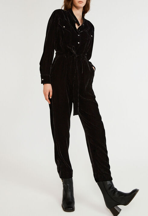 Velvet trouser jumpsuit