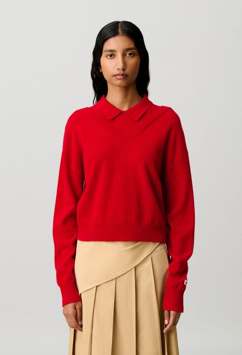 V-neck wool jumper
