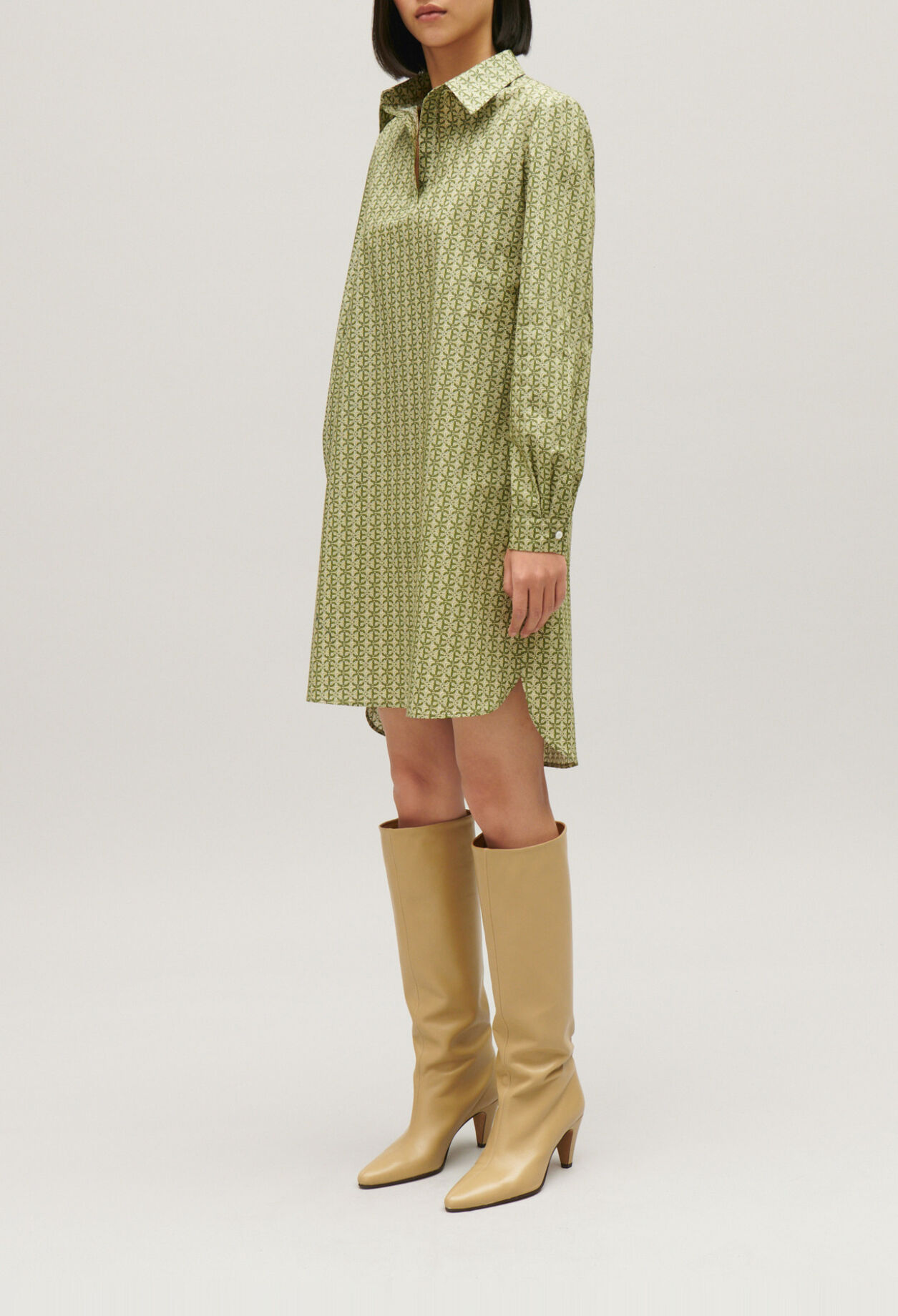 Short green monogram dress