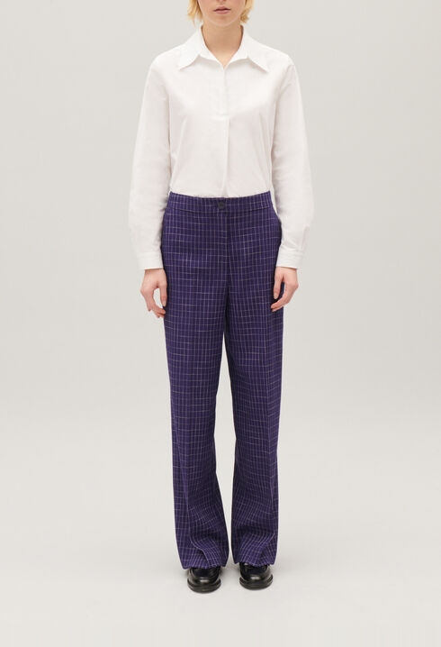 Indigo checked suit trousers