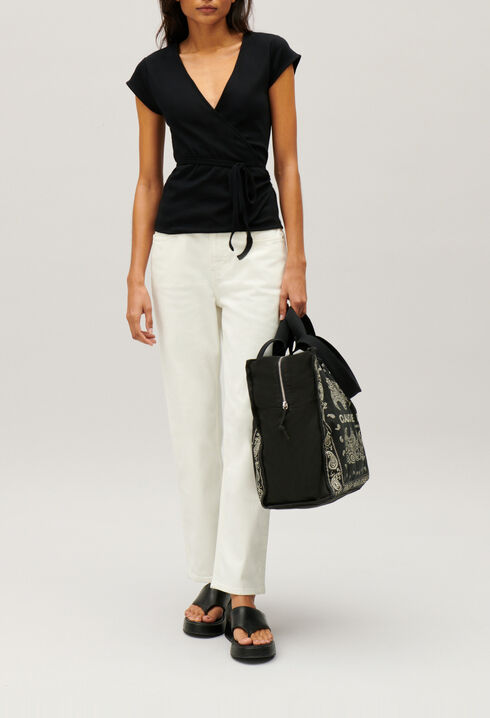 Black wrapover top