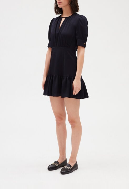 Navy blue ruffled mini dress