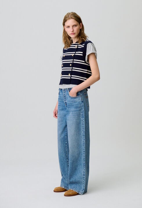 Sleeveless Striped Cardigan