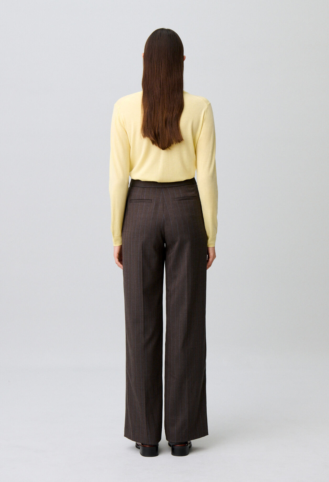 Straight striped wool trousers