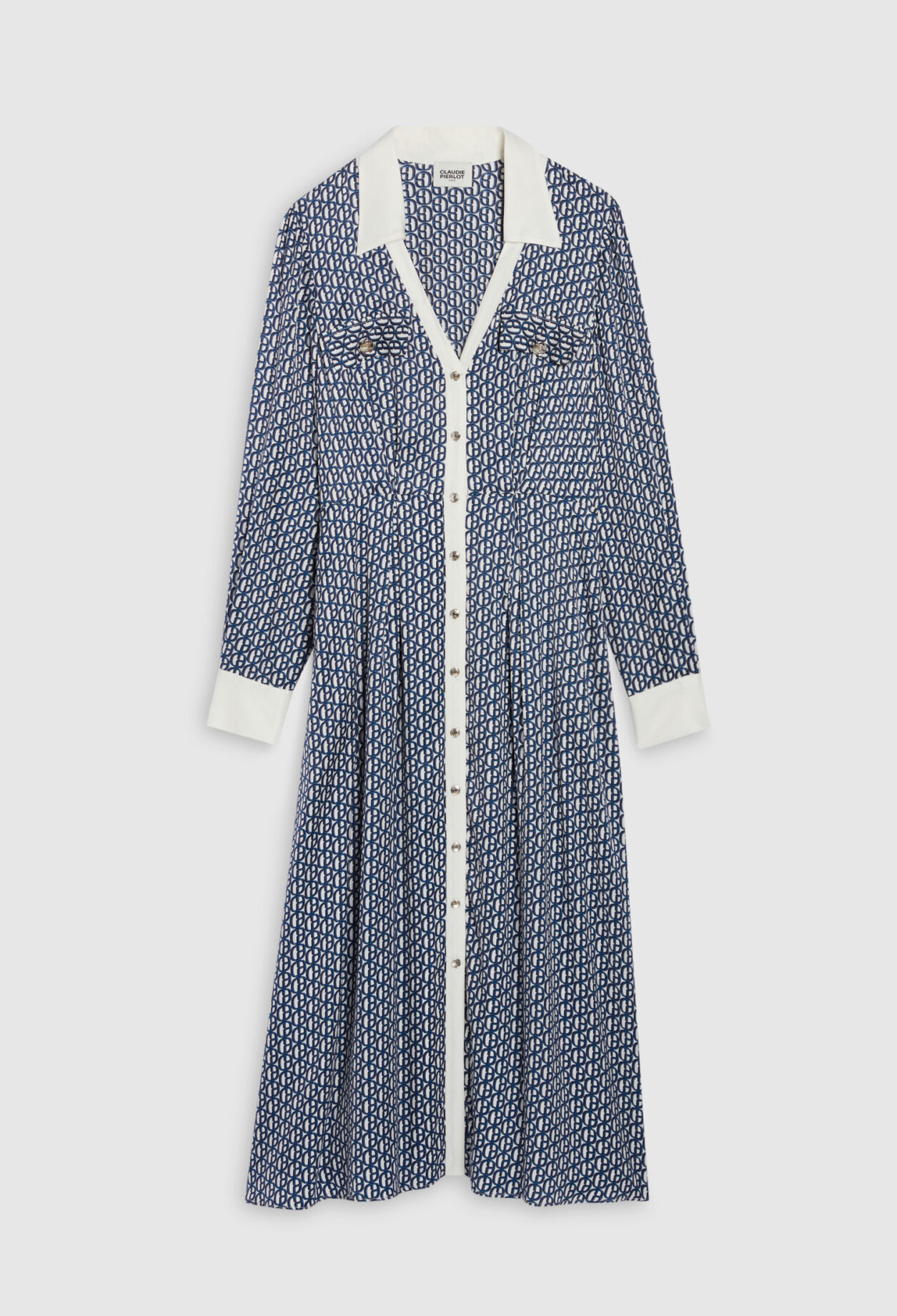 Monogrammed blue mid-length dress