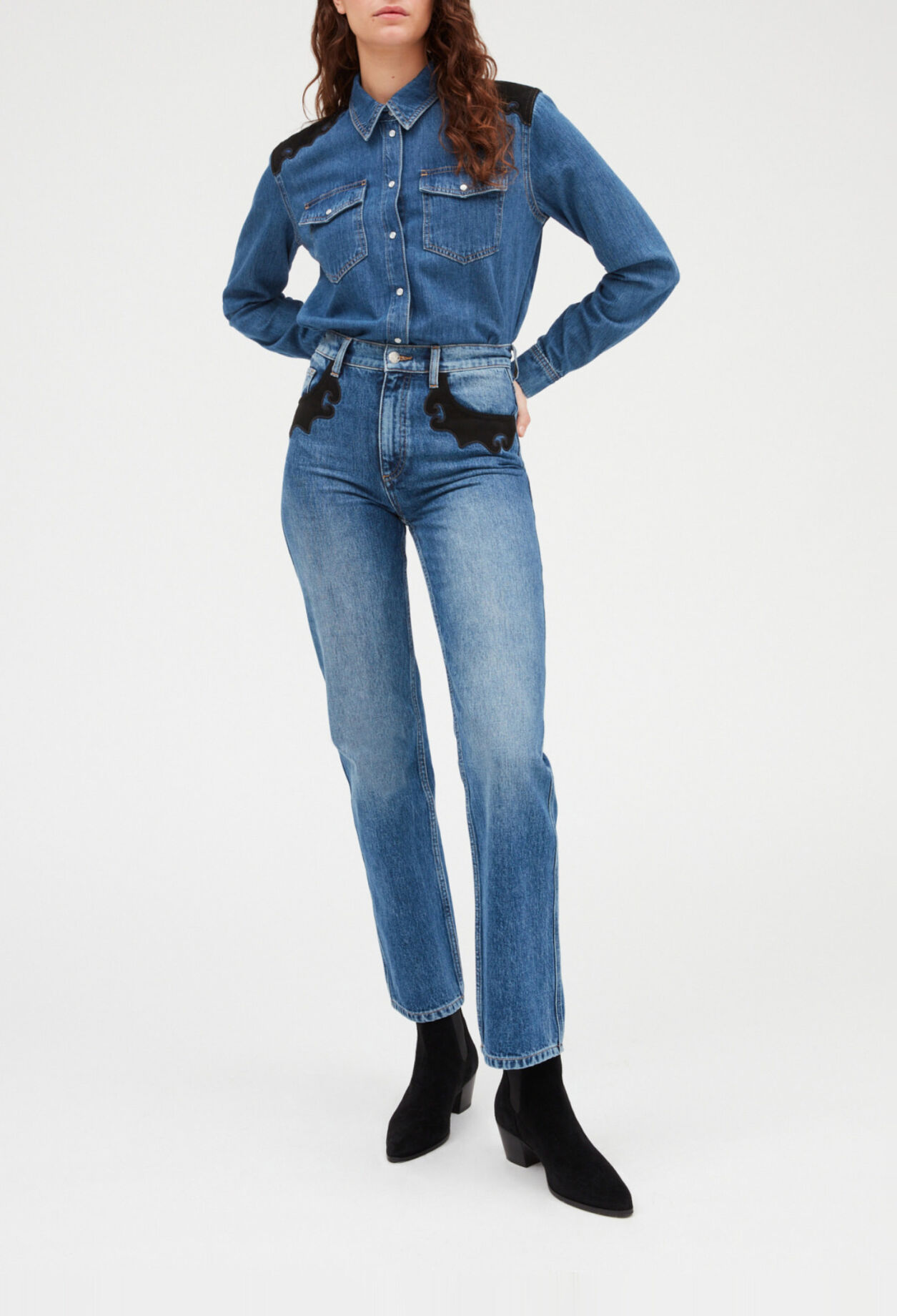 Mid blue denim shirt