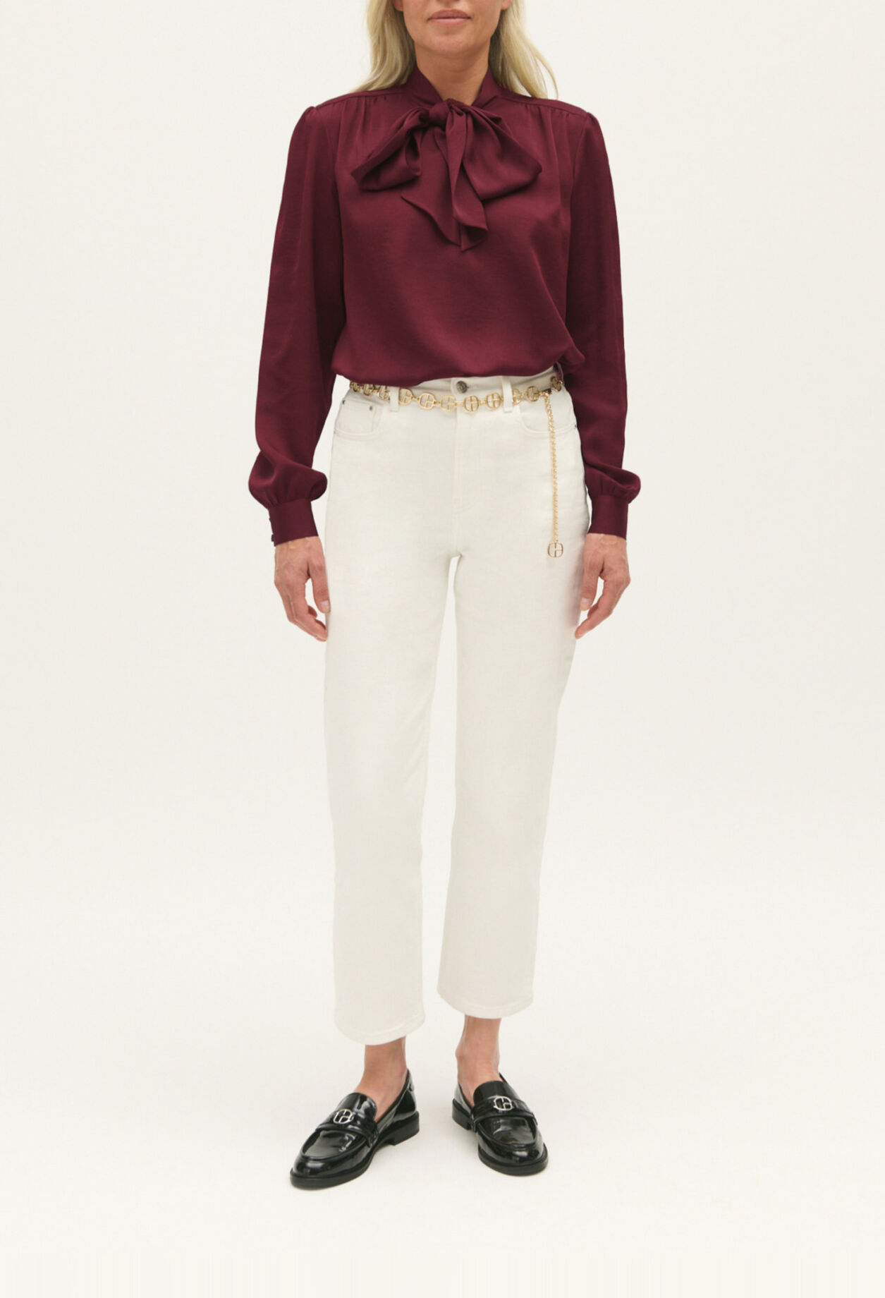 Burgundy pussy bow blouse