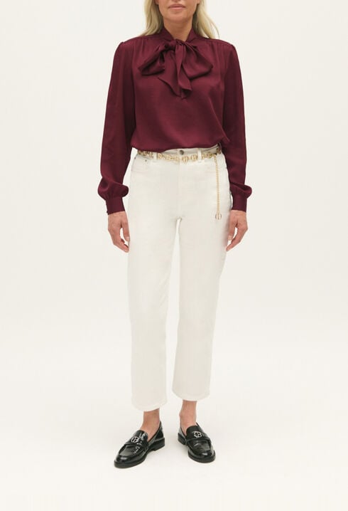 Burgundy pussy bow blouse