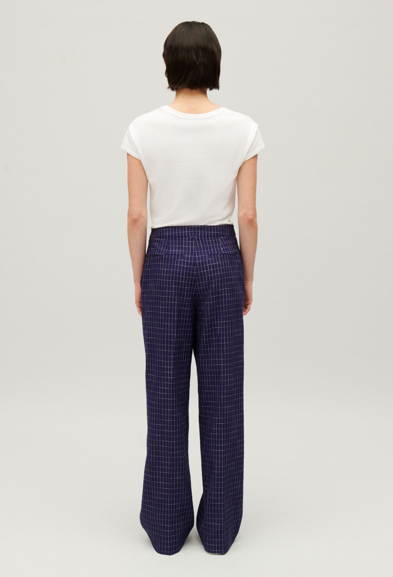 Indigo checked suit trousers