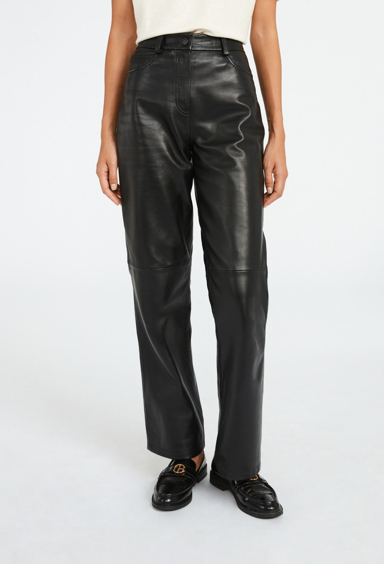 Wide leather trousers