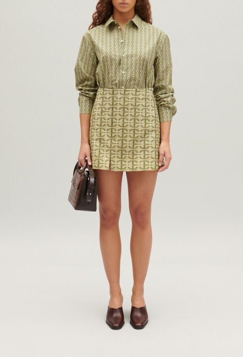 Short A-line skirt with monogram