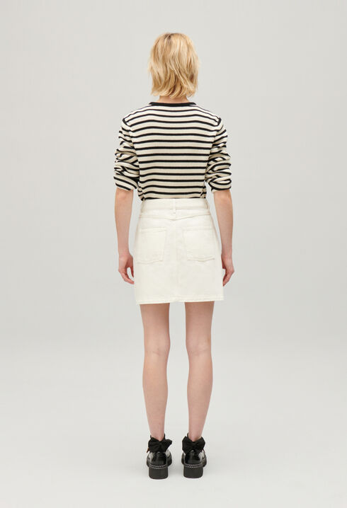 Cream denim short skirt