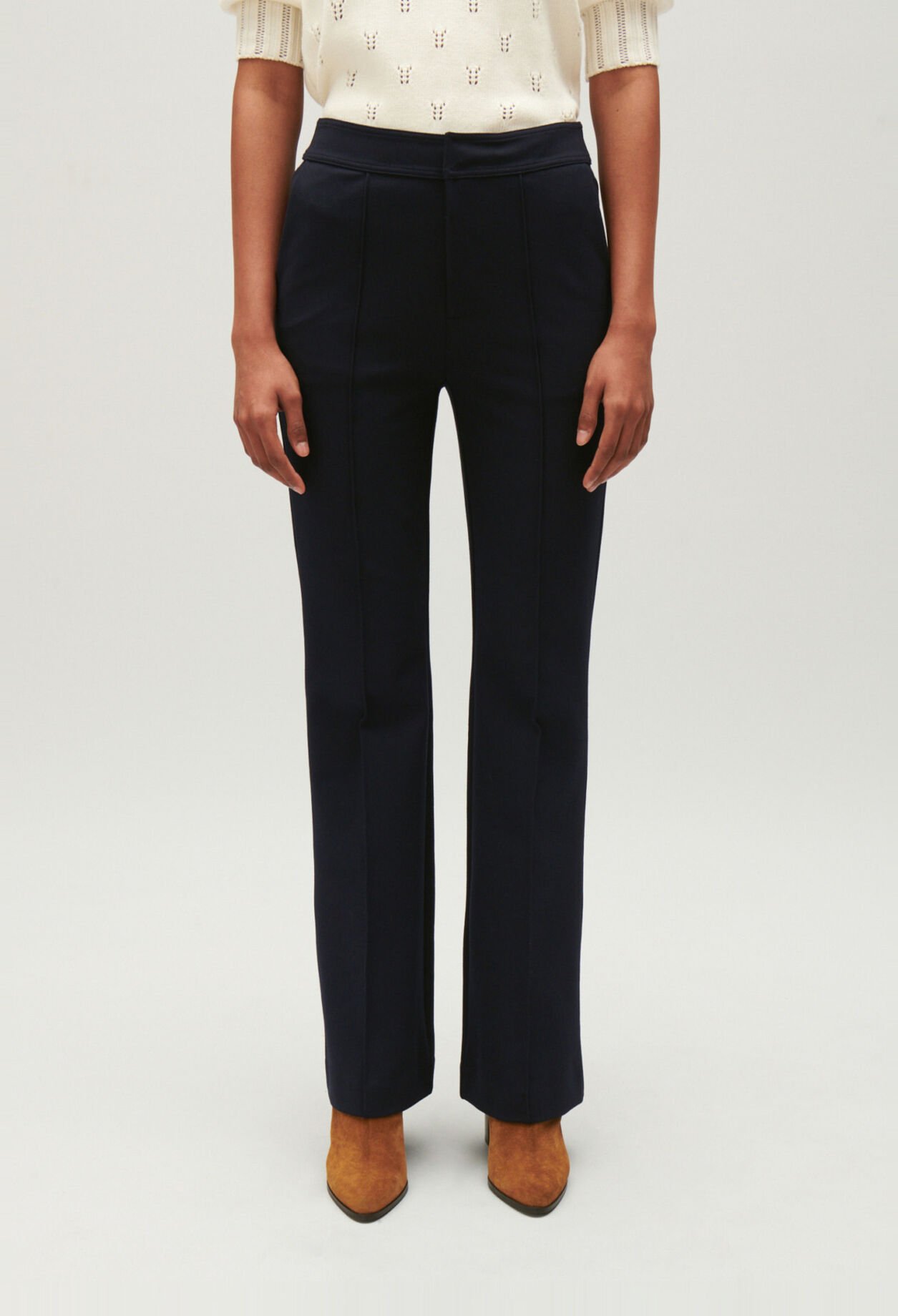 Navy blue suit trousers