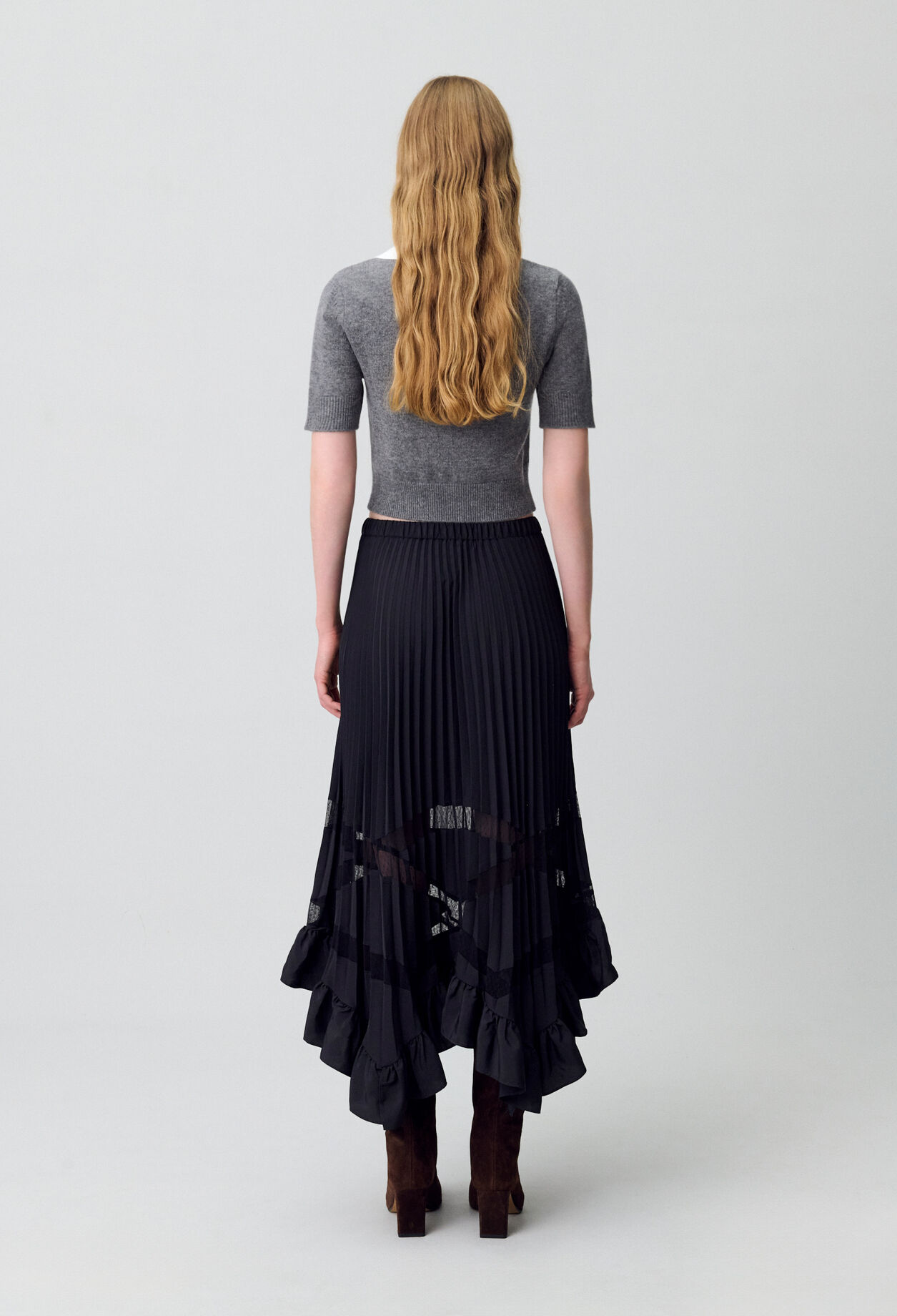 Asymmetrical pleated skirt