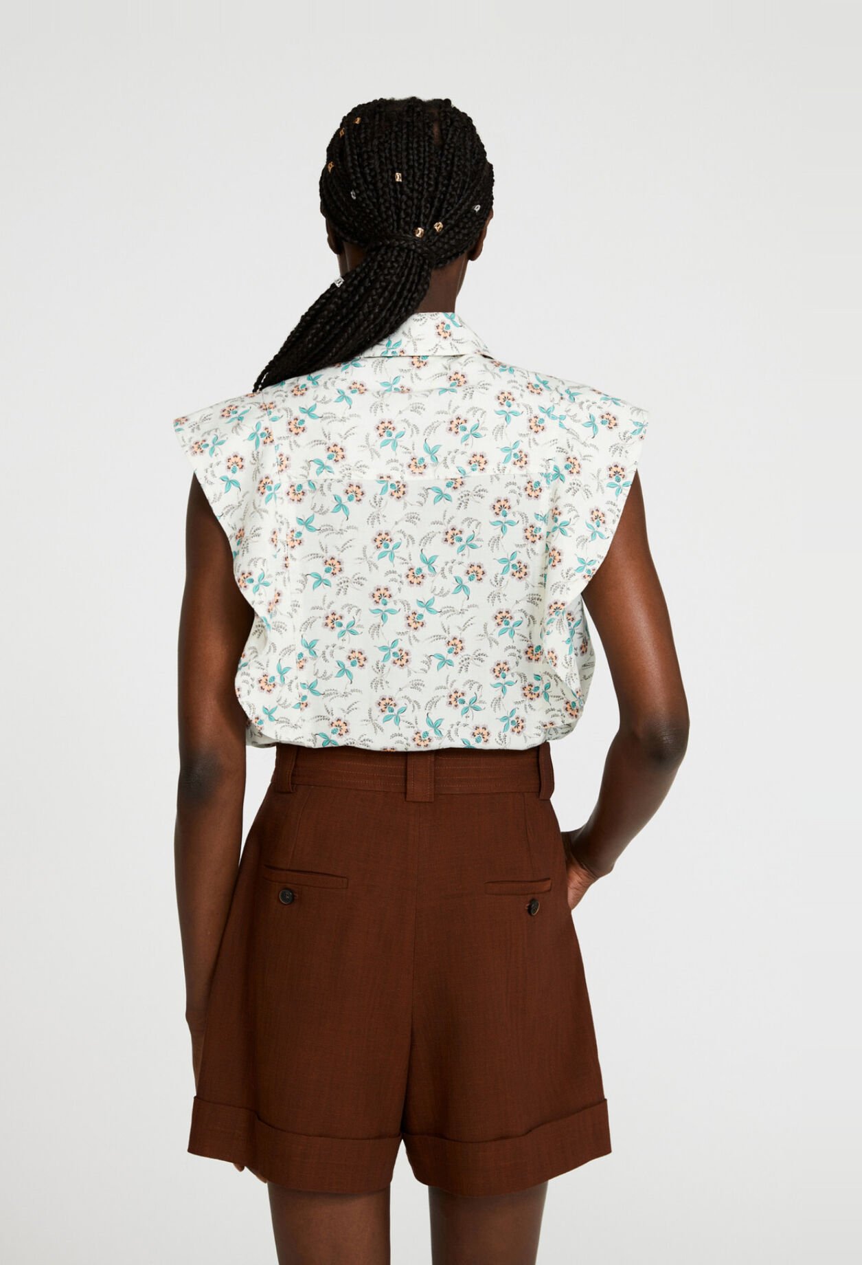 Chemise blanche imprimée sans manche