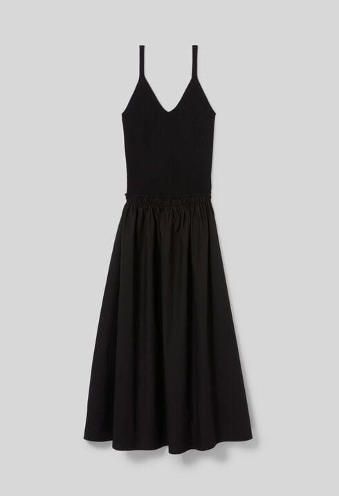 Midi dress with crochet bodice