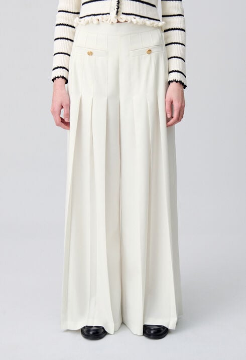Pleated Wide-Leg Trousers
