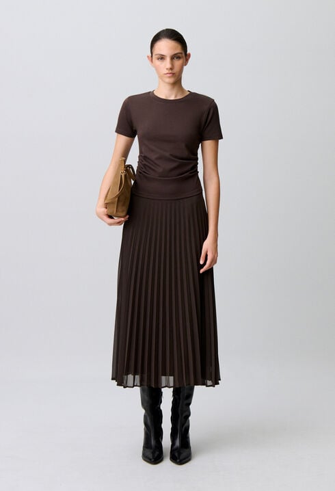 Pleated bi-material dress