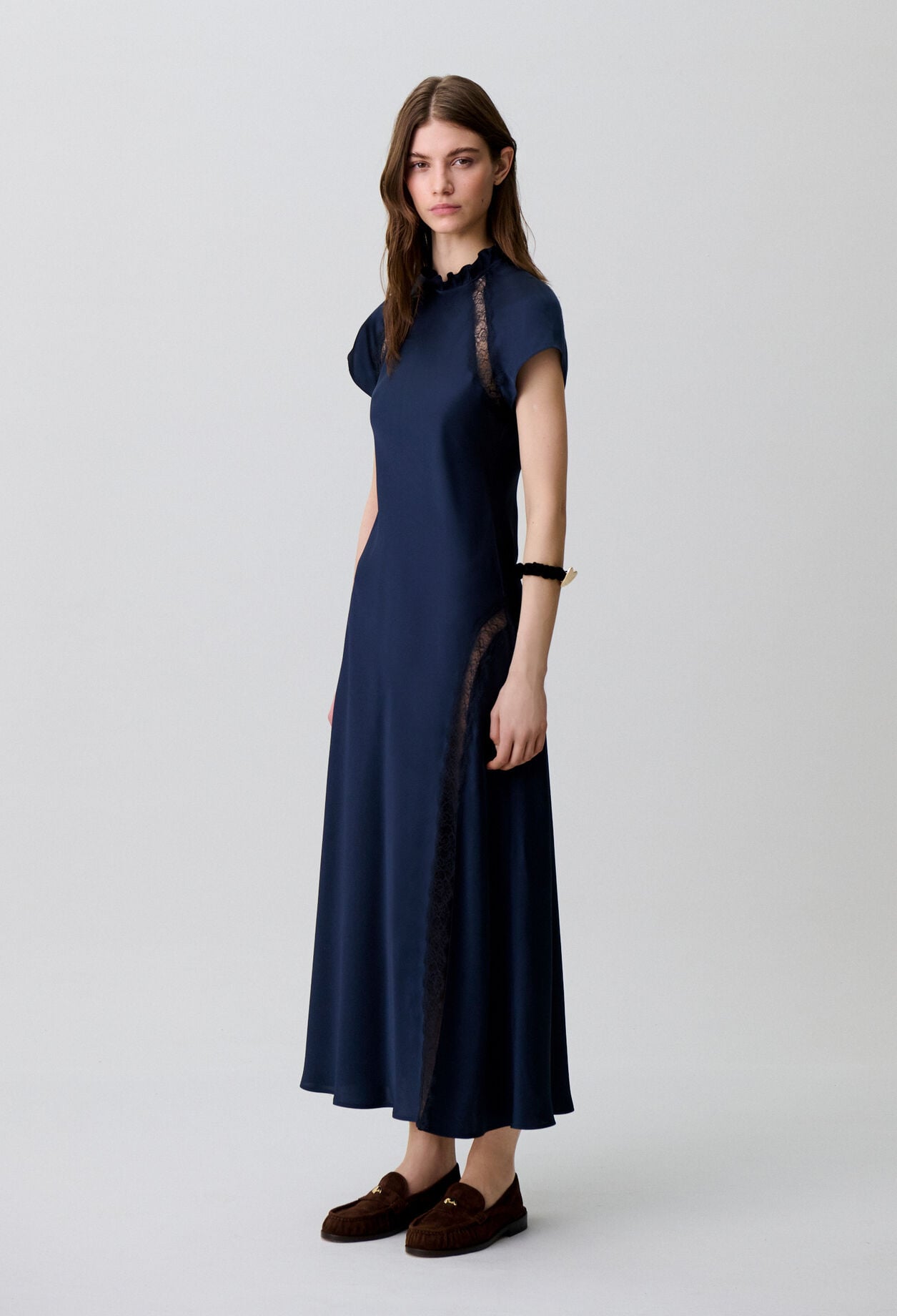 Satin Victorian collar dress