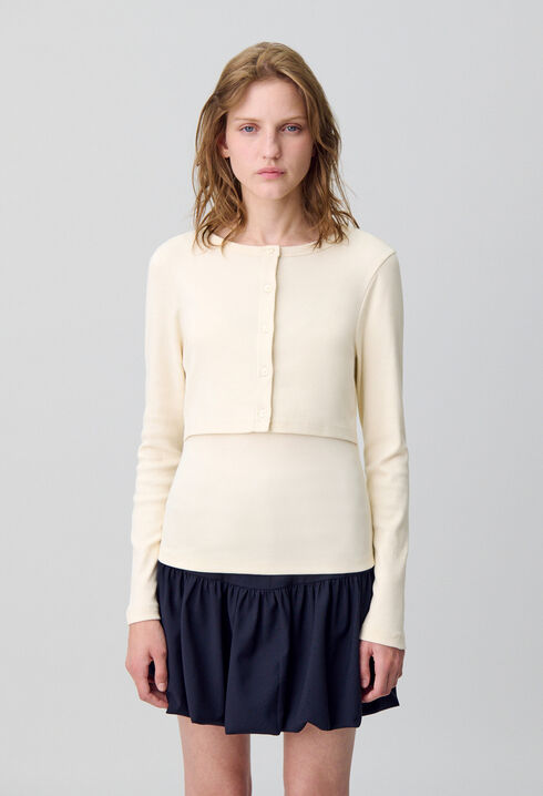 Cotton Cardigan T-Shirt Set