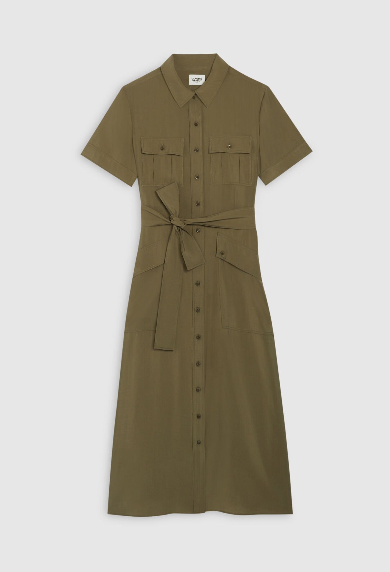 Flowing short-sleeved midi dress 