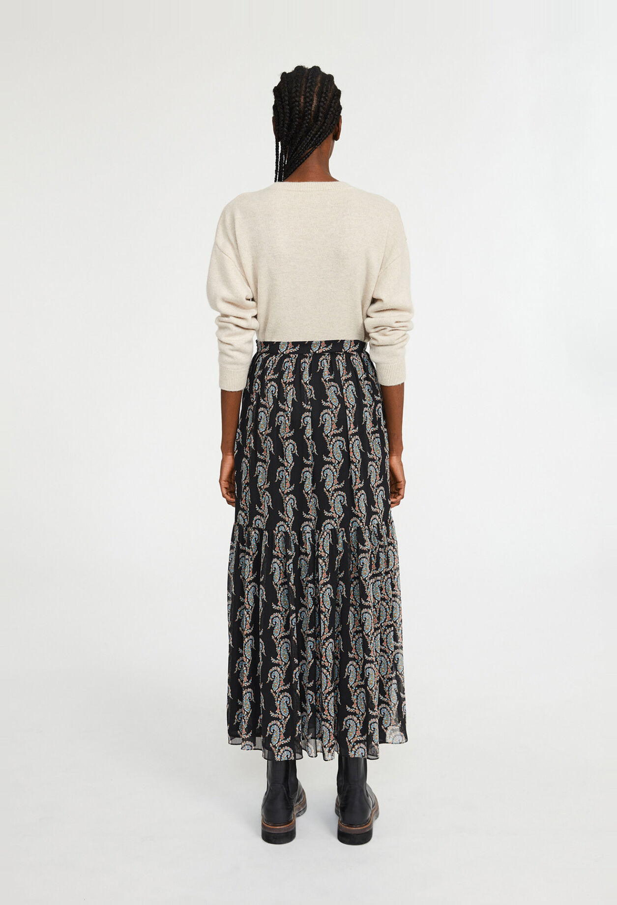 Jupe longue fluide imprimé cachemire