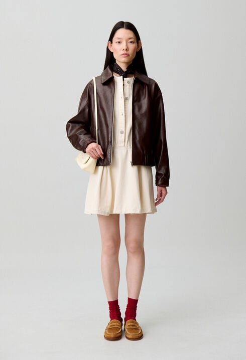 Flared light denim dress